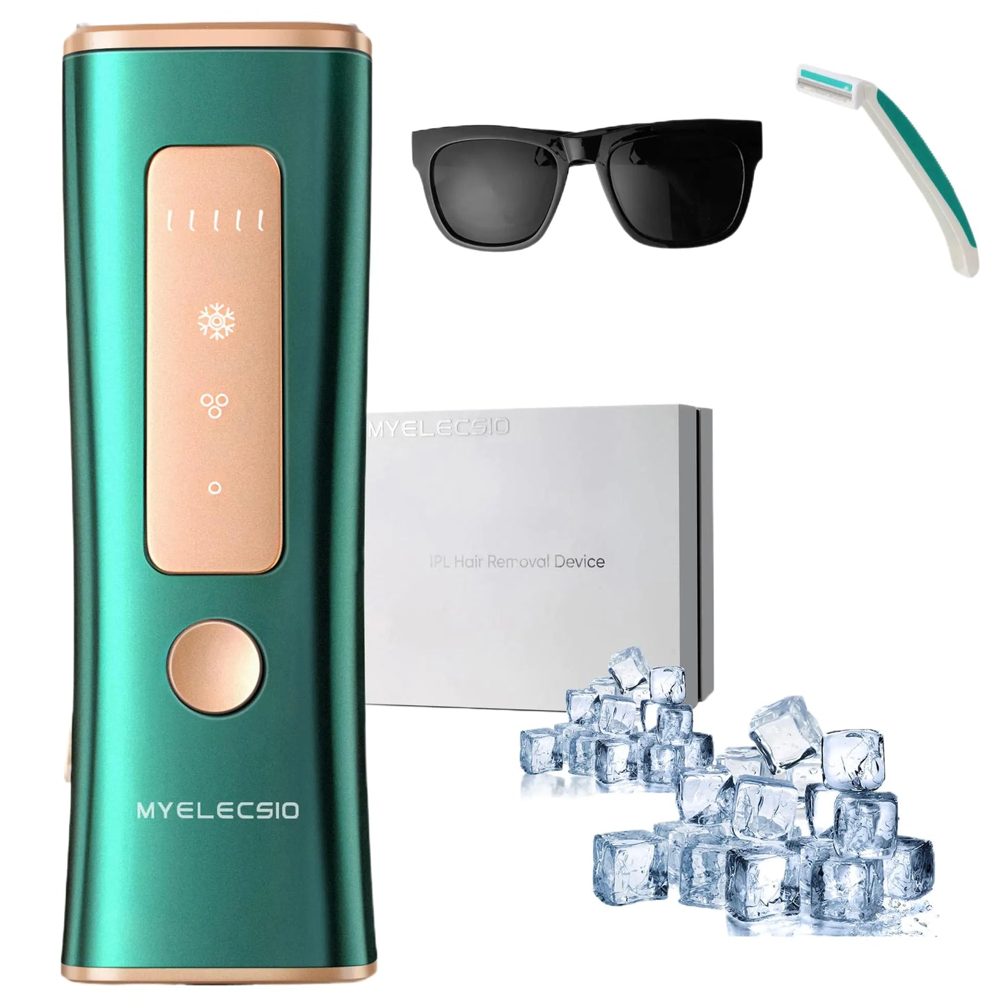 Myelecsio Laser Hair Removal Device IPL Hair Removal Device with Ice Cooling Care Safe long-lasting and Virtually Painless treatment unlimited flashes 1000000+ at Home Use