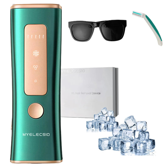 Myelecsio Laser Hair Removal Device IPL Hair Removal Device with Ice Cooling Care Safe long-lasting and Virtually Painless treatment unlimited flashes 1000000+ at Home Use